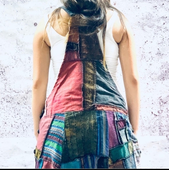NWT patchwork cotton overalls - Picture 2 of 4